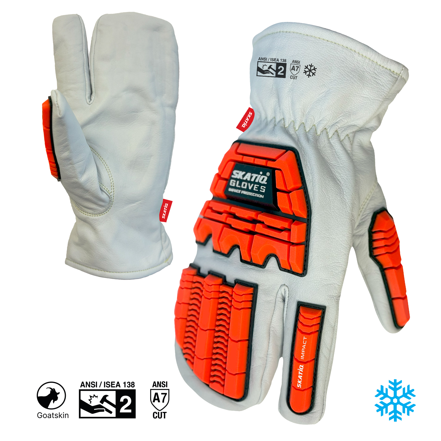 Leather Impact Winter Mitts with Cut and TPR Protection