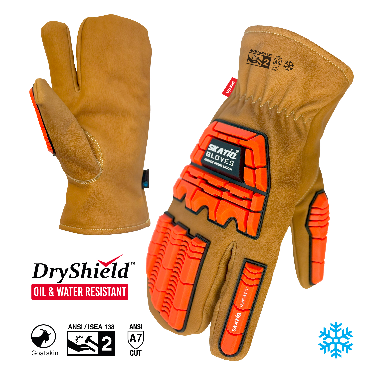 Leather Impact Winter Mitts with Cut and TPR Protection