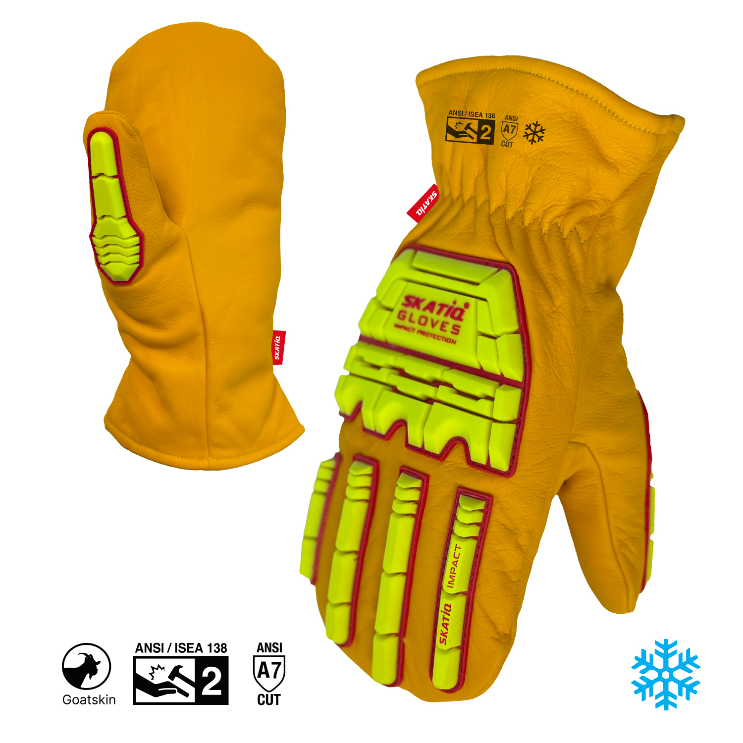 Leather Impact Winter Mitts with Cut and TPR Protection
